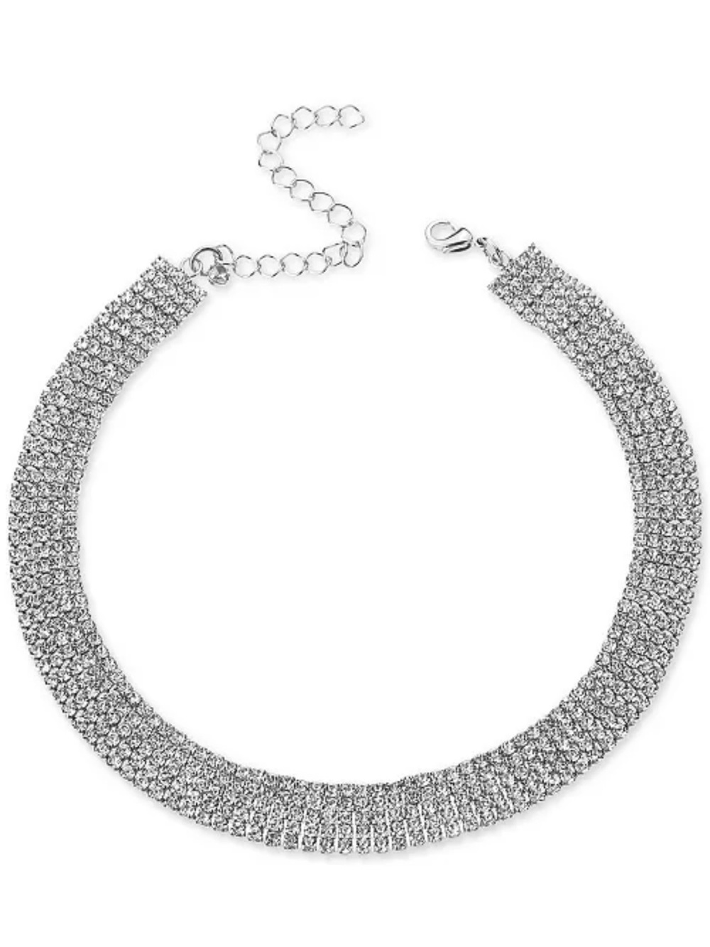 I.N.C. International Concepts Silver-Tone Rhinestone Wide Choker Necklace, 13 +3